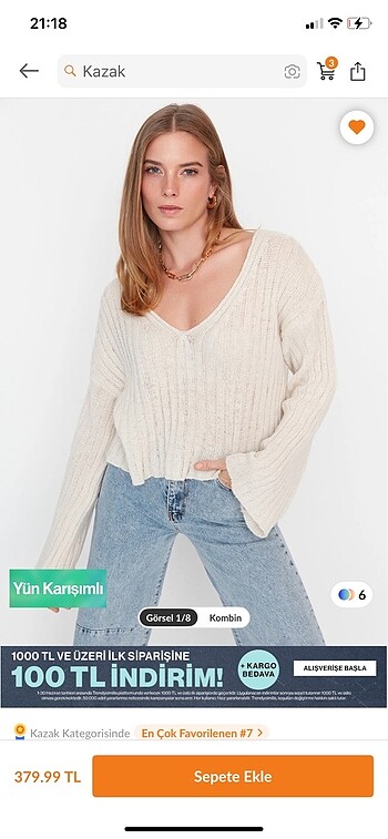 Geniş yaka triko