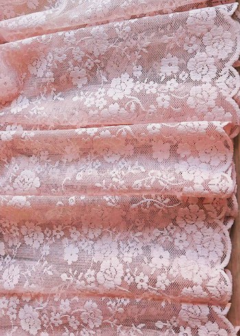 İşlemeli Pembe Bohem Tül Perde
