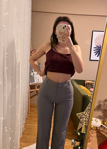 Gri kumaş pantolon - Görsel 2