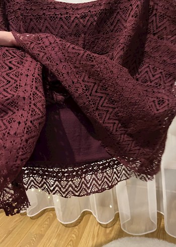 Bordo Straplez Transparan Bohem Triko Atlet - Görsel 5