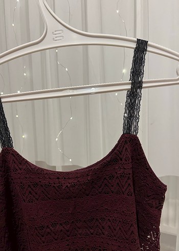 Bordo Straplez Transparan Bohem Triko Atlet - Görsel 4