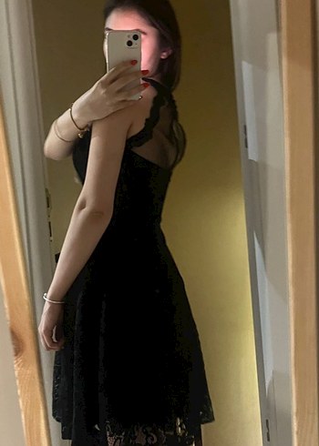 Dantel Detaylı Siyah Straplez Midi Elbise - Görsel 3