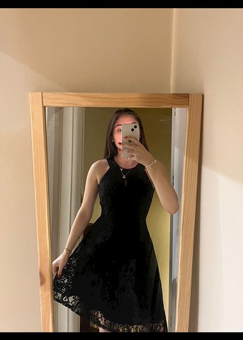 Dantel Detaylı Siyah Straplez Midi Elbise - Görsel 2