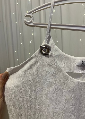 Beyaz Askılı tiril Kadın Bluz - Görsel 3