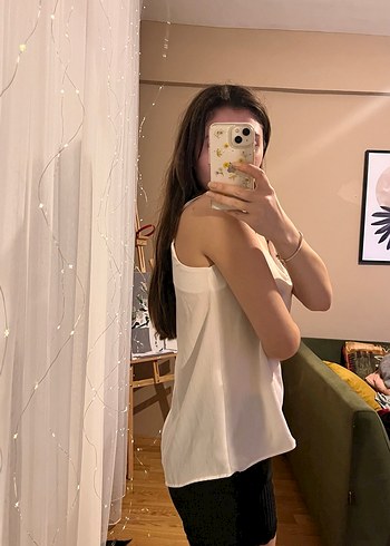 Beyaz Askılı tiril Kadın Bluz - Görsel 2