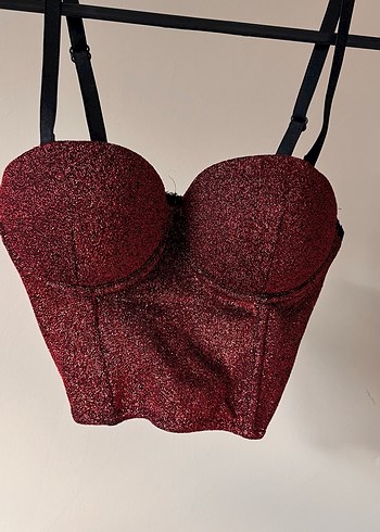 Parlak Kırmızı Straplez Bustiyer - Görsel 4