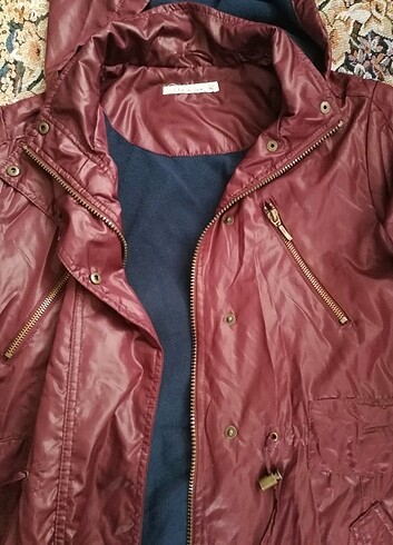 44 Beden bordo Renk Yağmurluk Polarlı