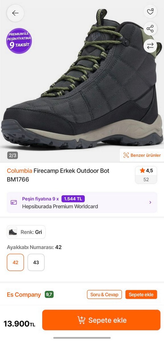 Columbia Firecamp Water Proof Erkek Kısa Bot Dark Grey 41 Numara - Görsel 2