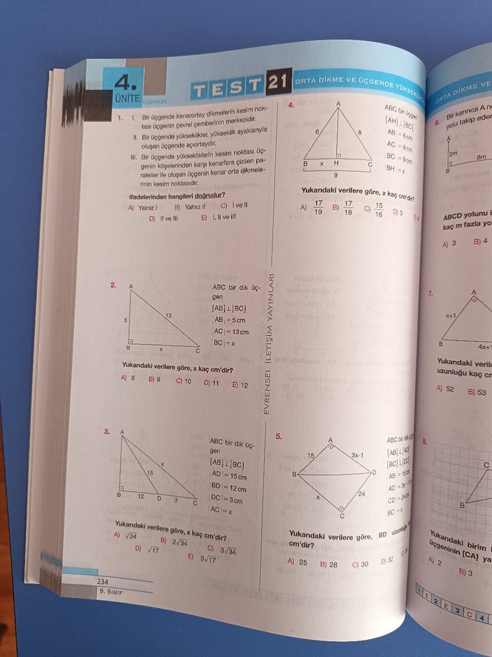 9. Sınıf Matematik Soru Bankası evrensel iletişim yayınları - Görsel 3