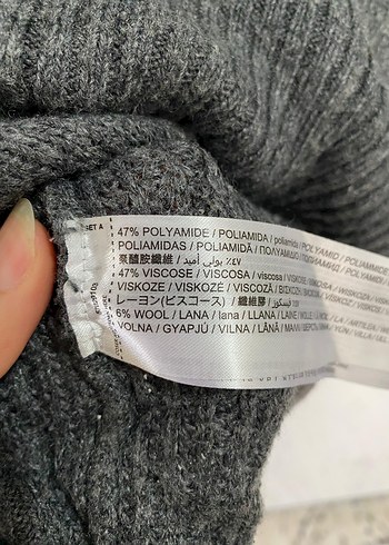 36 Beden Mango Kadın Gri Yünlü Yüksek Yakalı Kazak