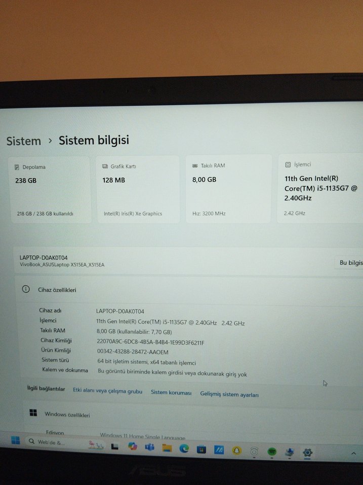 Asus X515EA laptop - Görsel 5