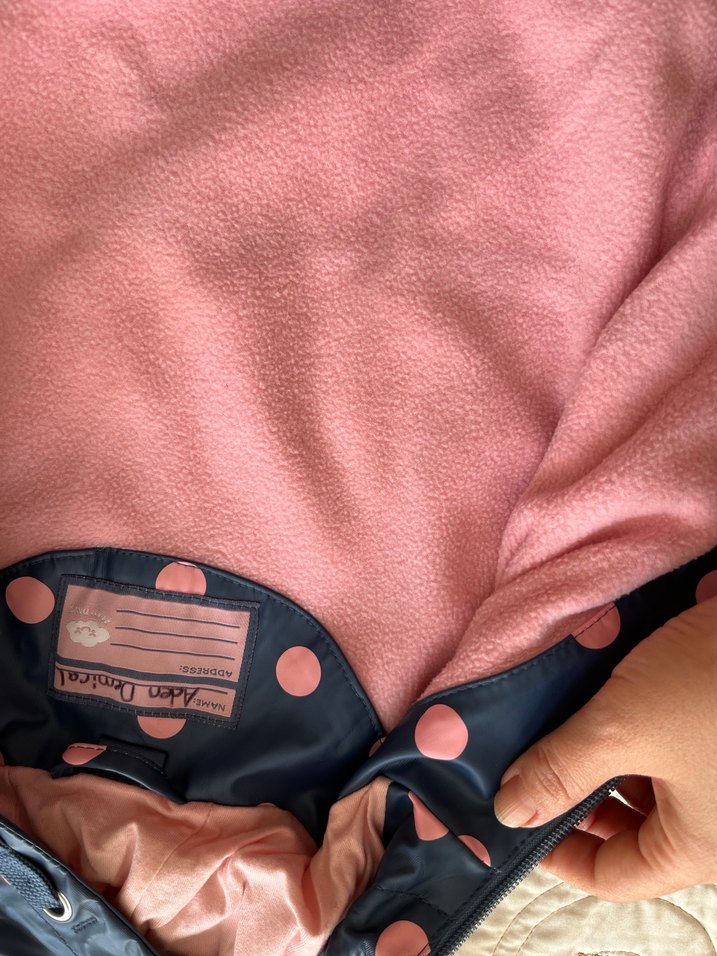 Kız Çocuk Kapüşonlu Puantiyeli ince mont - Görsel 4