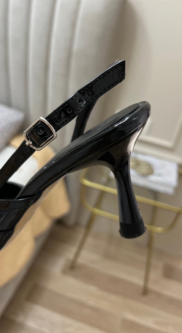 Siyah rugan kemer tokalı Topuklu Ayakkabı - Görsel 2