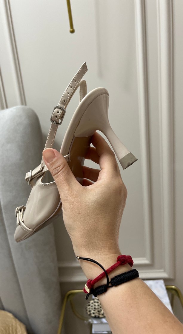 Nude rugan topuklu ayakkabı - Görsel 2