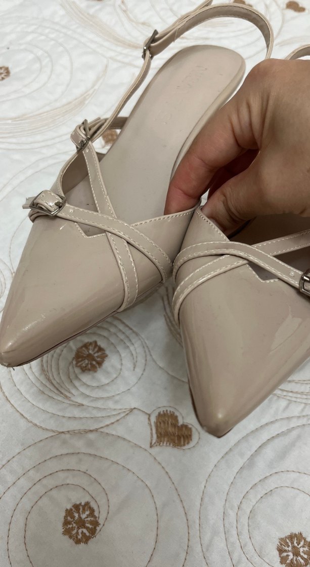 Nude rugan topuklu ayakkabı - Görsel 4