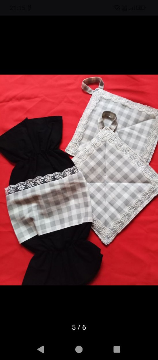 Siyah Önlük ve Gri Ekose #Mutfak Seti# - Görsel 3