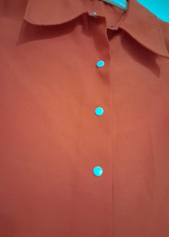 Düğmeli Kırmızı Kısa Kollu kız çocuk Gömlek - Görsel 2