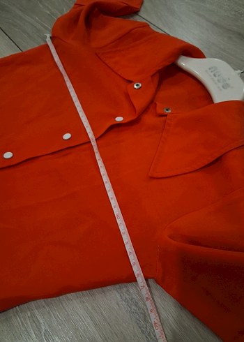 Düğmeli Kırmızı Kısa Kollu kız çocuk Gömlek - Görsel 4