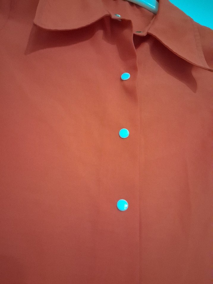 Düğmeli Kırmızı Kısa Kollu kız çocuk Gömlek - Görsel 2