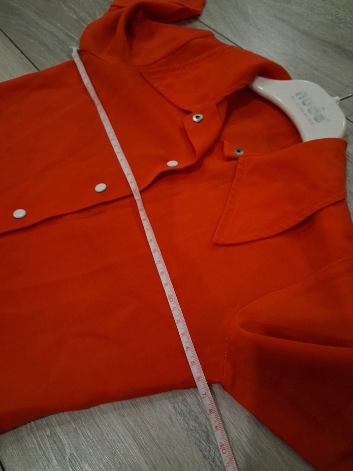 Düğmeli Kırmızı Kısa Kollu kız çocuk Gömlek - Görsel 4