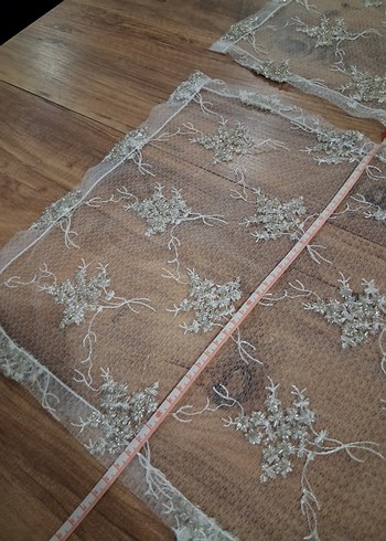 Nakışlı Bej Gri örtü - Görsel 3