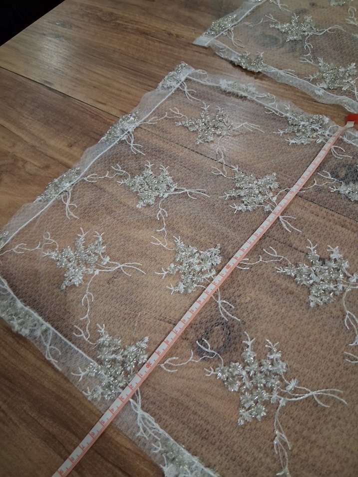 Nakışlı Bej Gri örtü - Görsel 3