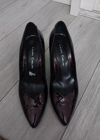 Bordo Parlak Yüksek Topuklu Stiletto