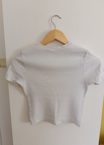 Baskılı Beyaz Kısa Kollu Pamuklu Tişört - Görsel 3