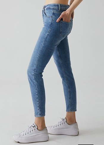 Kadın Mavi Dar Paça Kot Pantolon - Görsel 2