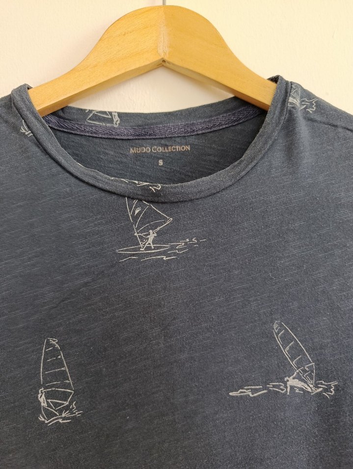 Erkek Lacivert Baskılı Kısa Kollu Tişört - Görsel 2