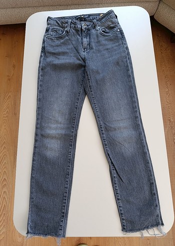 Gri Eskitme Kadın Denim Pantolon - Görsel 5