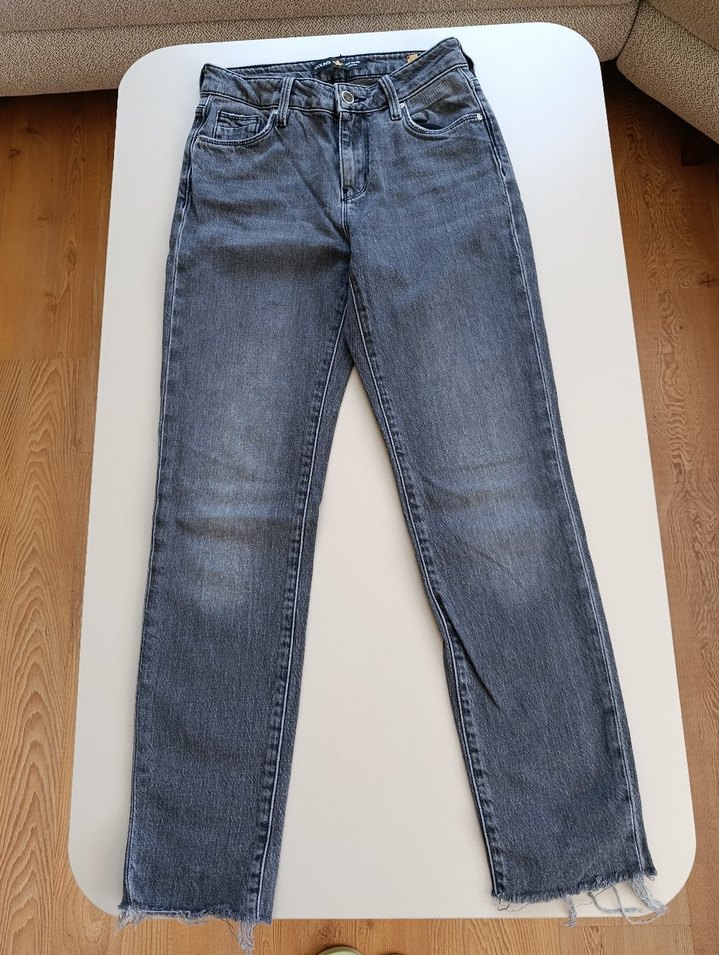 Gri Eskitme Kadın Denim Pantolon - Görsel 5