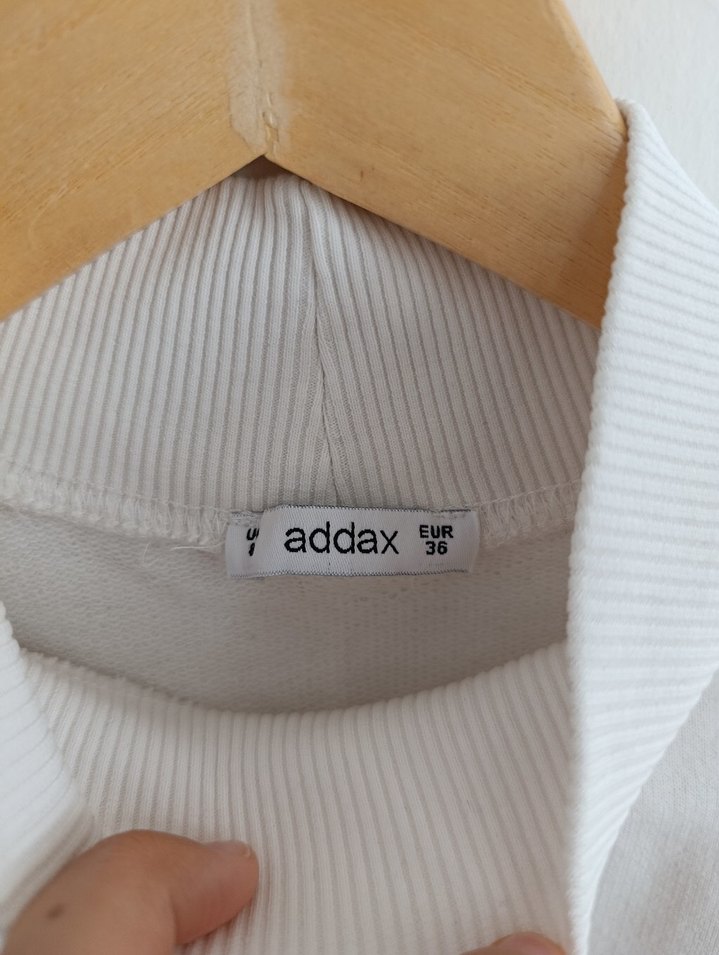 Beyaz Kadın Bisiklet Yaka Pamuk Sweatshirt - Görsel 3