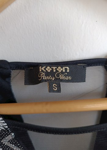 Koton Midi Simli Siyah Çizgili Abiye Elbise - Görsel 8