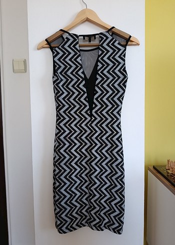 Koton Midi Simli Siyah Çizgili Abiye Elbise - Görsel 6