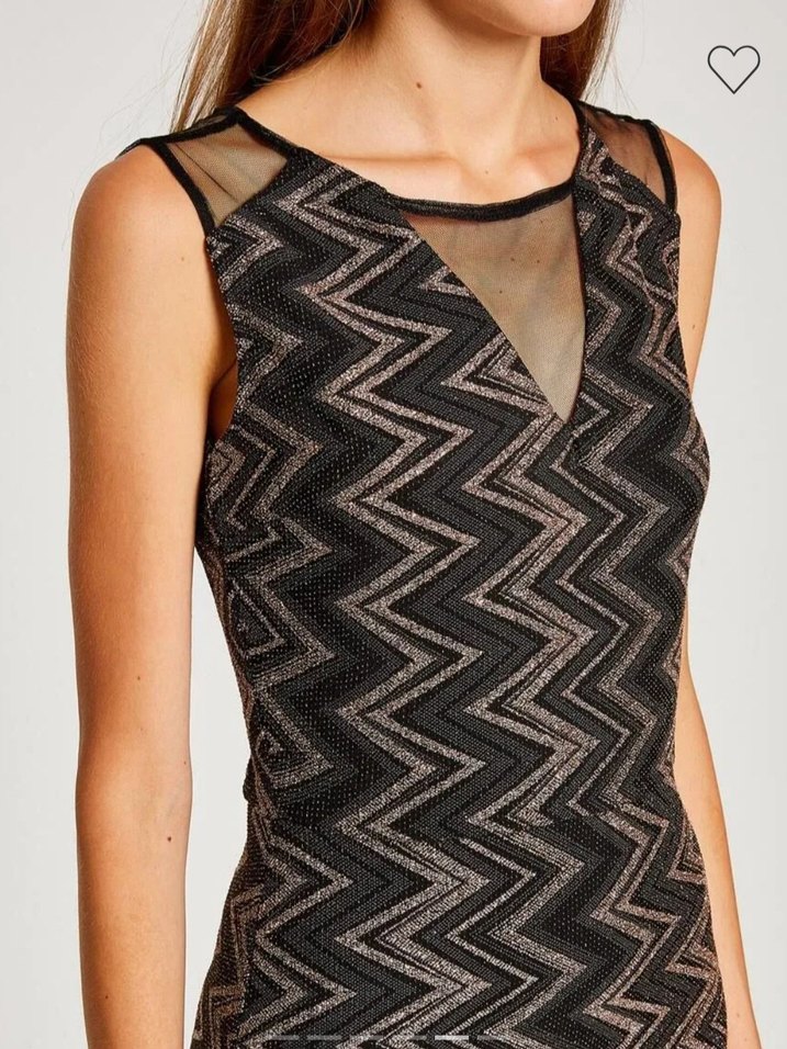 Koton Midi Simli Siyah Çizgili Abiye Elbise - Görsel 2