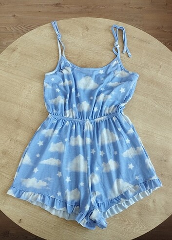 s Beden İpli tulum pijama, bulutlu
