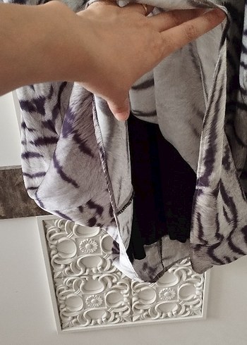 Gri Zebra Desenli Uzun Salaş Elbise - Görsel 8