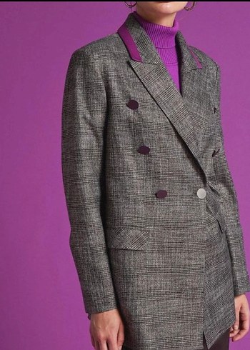 Düğmeli Gri Kadın Blazer Ceket