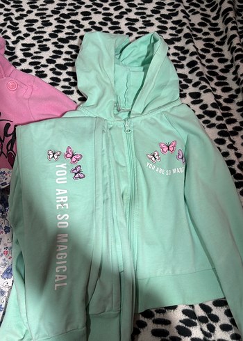 Kız Çocuk Pastel Renkli Fermuarlı Sweatshirt ve Pantolon - Görsel 2