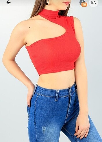 Kırmızı crop bluz