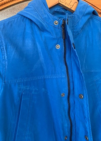 11-12 Yaş Beden Mavi Erkek Çocuk Düğmeli Denim Ceket