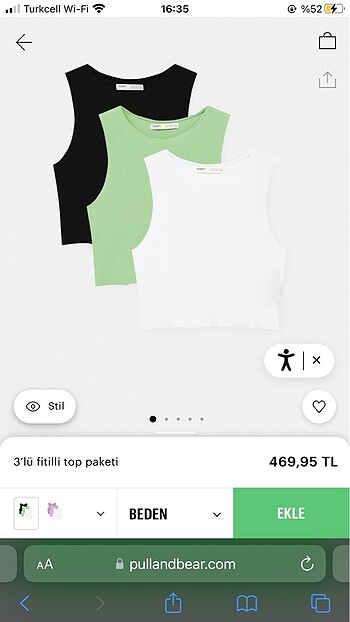 m Beden turkuaz Renk Pull&Bear Kolsuz Fitilli Top