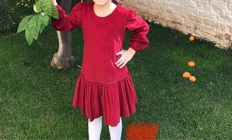 6 yaş kırmızı kadife elbise