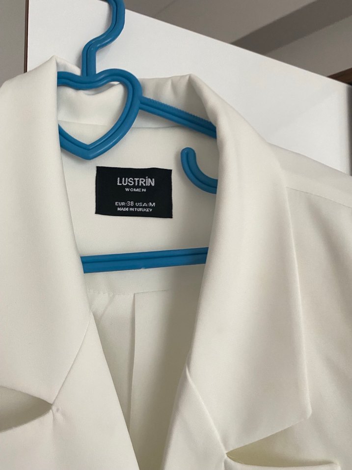 Kadın Beyaz Düğmeli Uzun Kol Blazer Ceket - Görsel 2