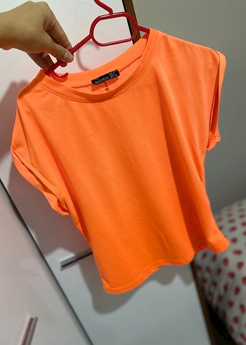 Turuncu Rahat Kesim Kısa Kollu Tişört - Görsel 2