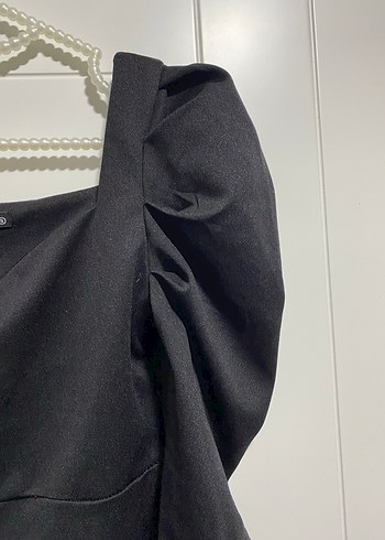 Uzun Kollu Drapeli Siyah Gece Elbisesi - Görsel 2