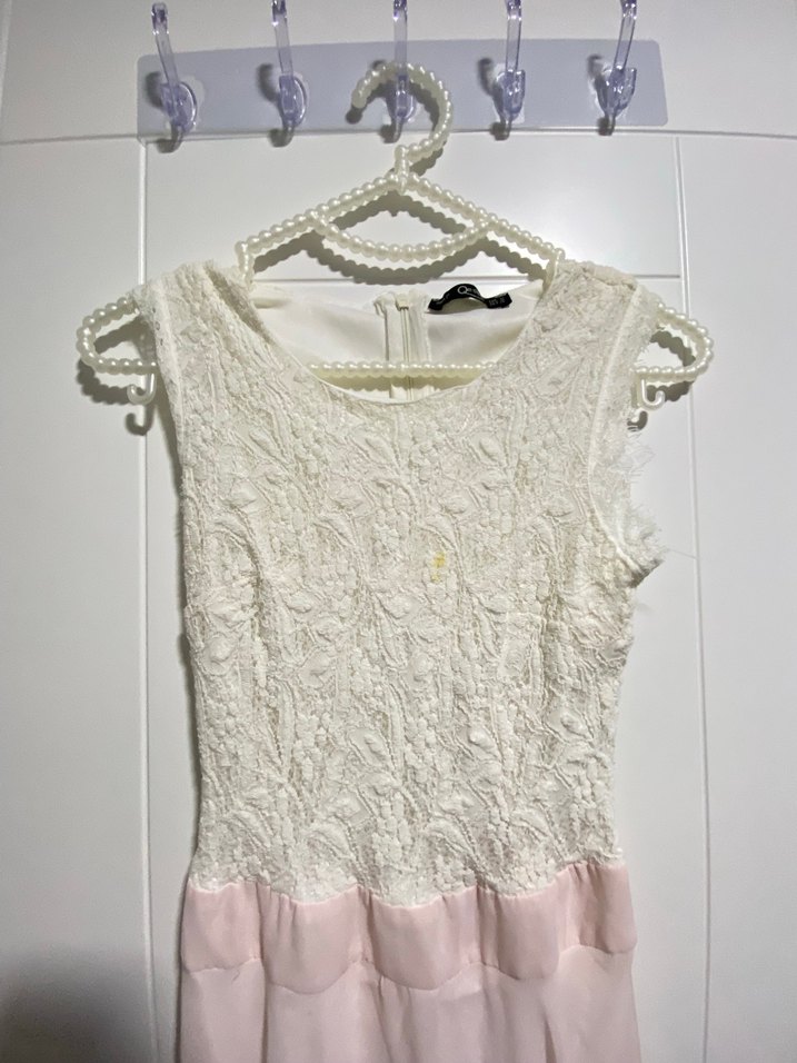 Dantel Detaylı Pastel Pembe Uzun Kadın Elbise - Görsel 2