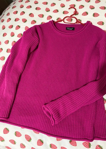 Pembe Uzun Kollu Triko Kazak - Görsel 2