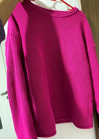 Pembe Uzun Kollu Triko Kazak - Görsel 3